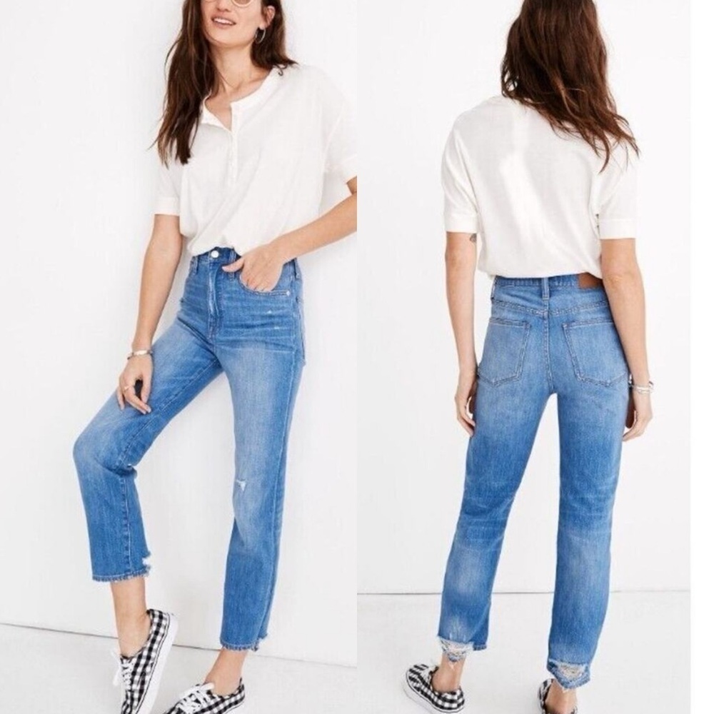 NWOT MADEWELL The Classic Straight Distressed Jean in Novello Wash